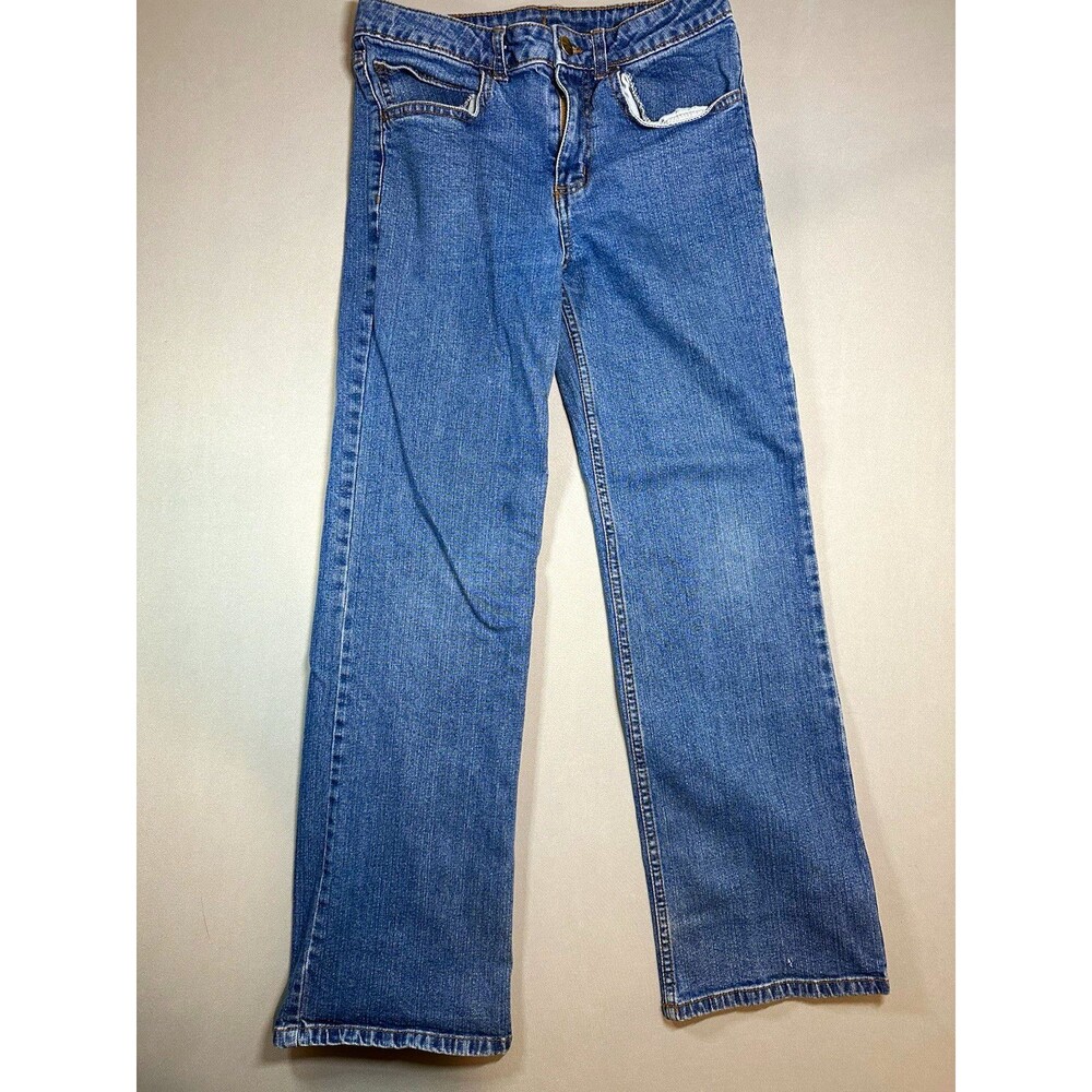 Carhartt Women's Blue Denim Straight Jeans Size 14 Stretch 5-Pocket Logo